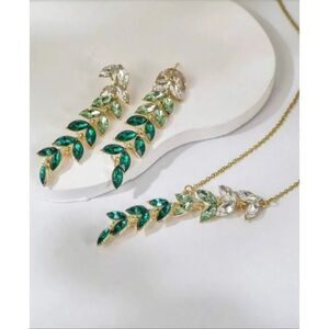 Leaf Necklace Earring Ombré Set